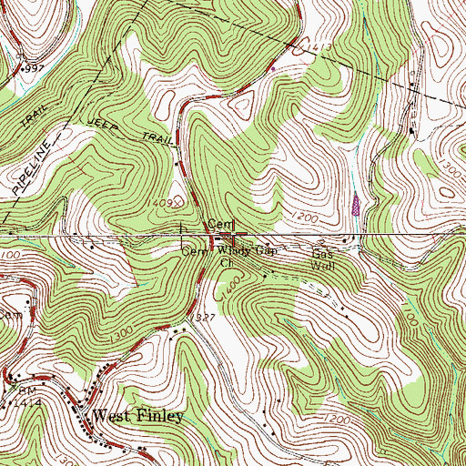 Topographic Map of Windy Gap Church, PA
