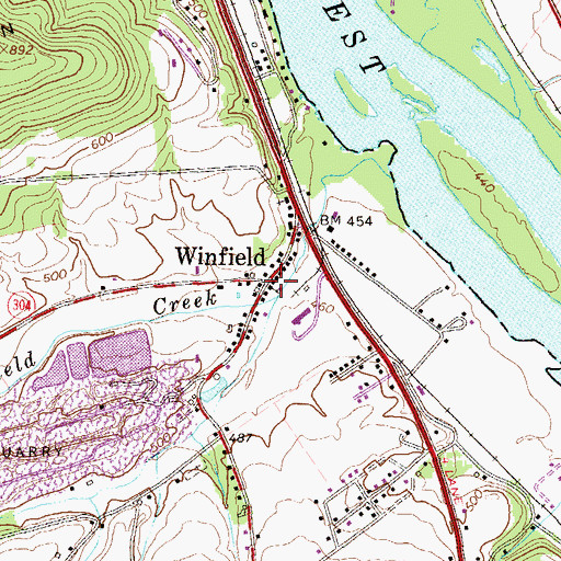 Topographic Map of Winfield, PA