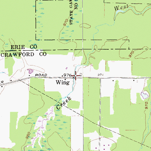 Topographic Map of Wing, PA