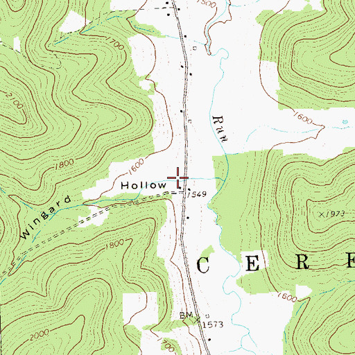 Topographic Map of Wingard Hollow, PA