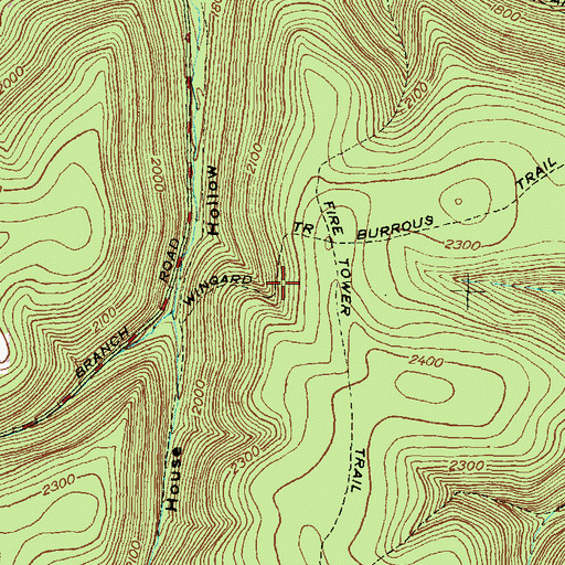 Topographic Map of Wingard Trail, PA