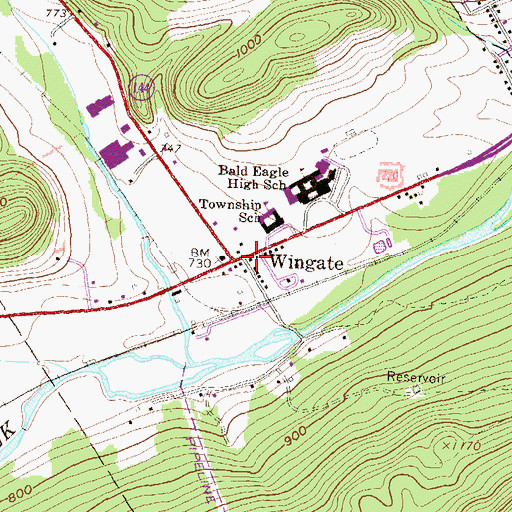 Topographic Map of Wingate, PA