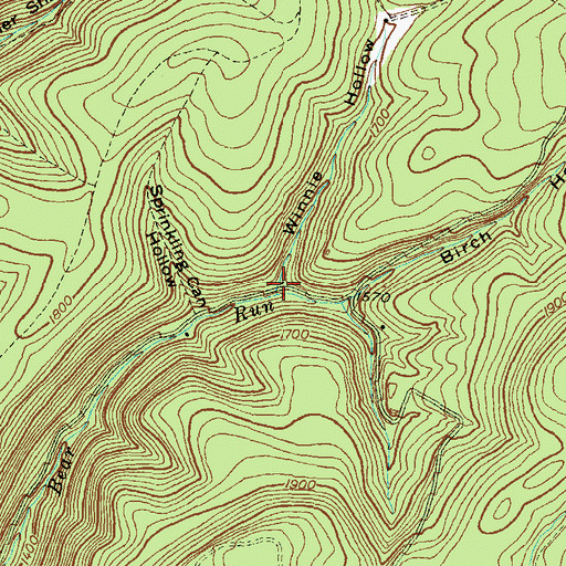 Topographic Map of Winnie Hollow, PA