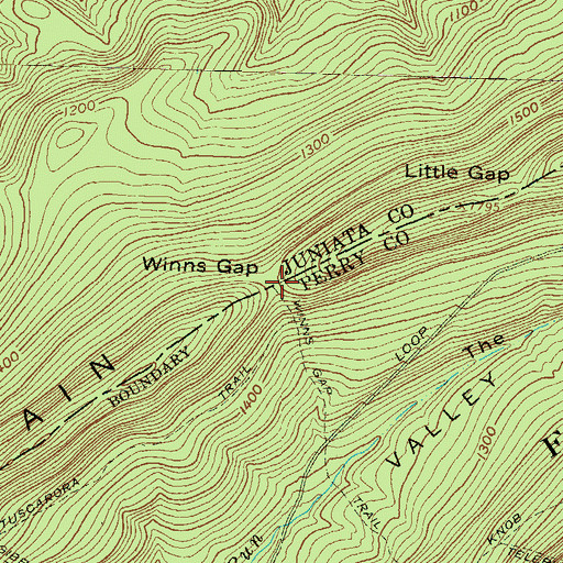 Topographic Map of Winns Gap, PA