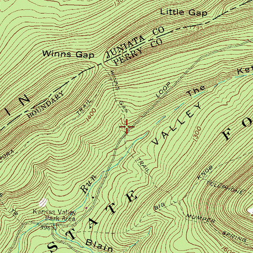 Topographic Map of Winns Gap Trail, PA