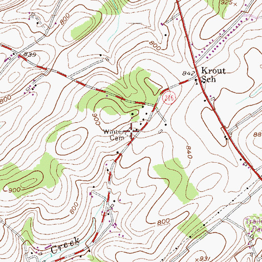 Topographic Map of Winter Cemetery, PA