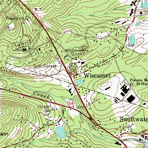 Topographic Map of Wiscasset, PA