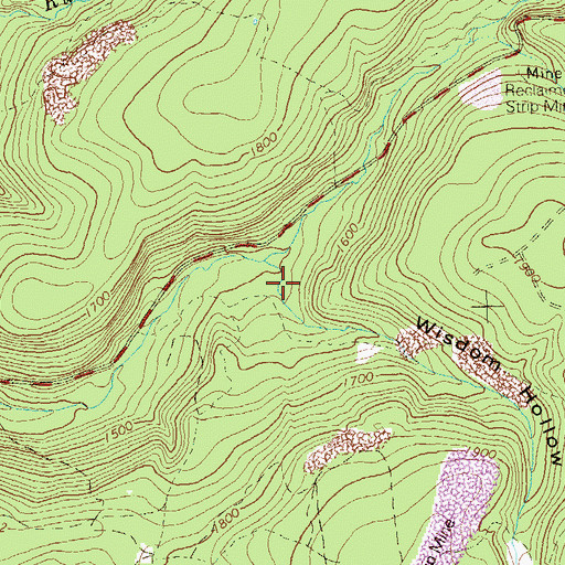 Topographic Map of Wisdom Hollow, PA