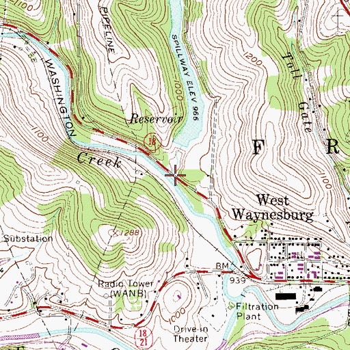 Topographic Map of Wisecarver Run, PA