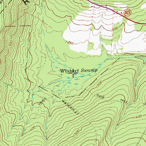 Topographic Map of Wishart Swamp, PA