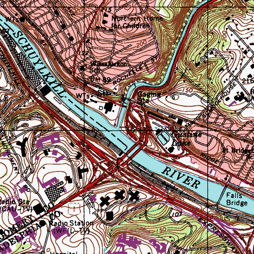Topographic Map of Wissahickon Creek, PA
