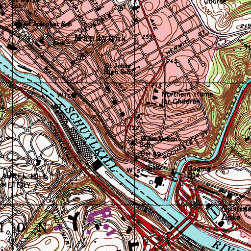 Topographic Map of Wissahickon School, PA
