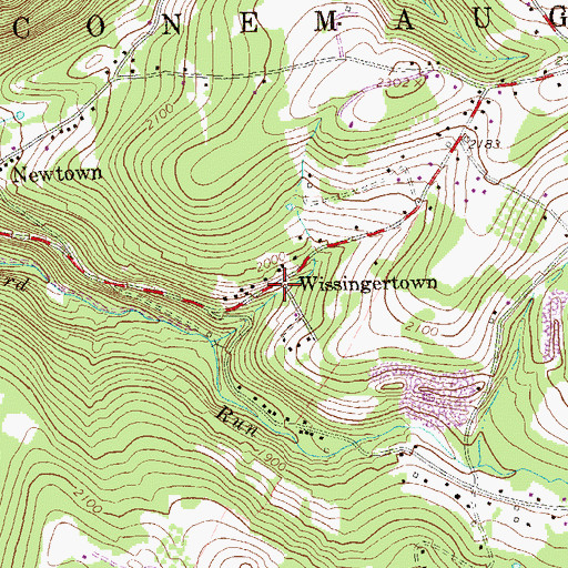 Topographic Map of Wissingertown, PA