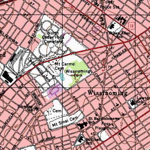 Topographic Map of Wissinoming Park, PA