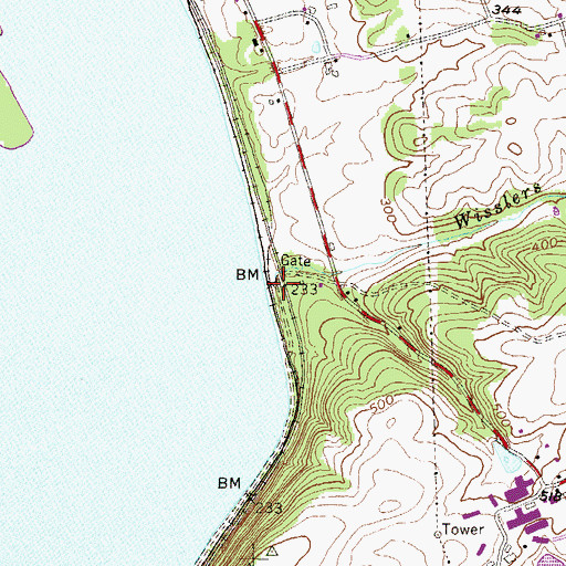 Topographic Map of Wisslers Run, PA