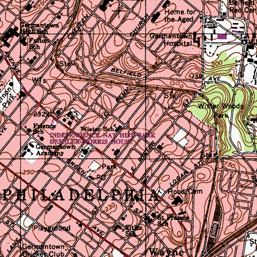 Topographic Map of Wister School, PA