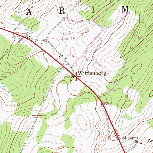 Topographic Map of Wittenberg, PA