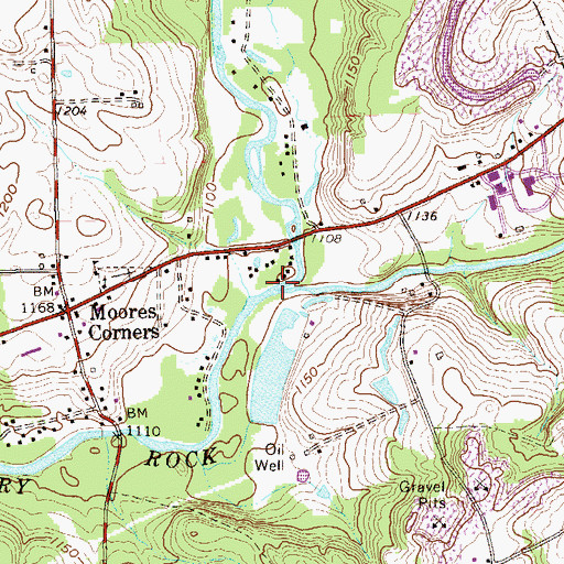 Topographic Map of Wolf Creek, PA