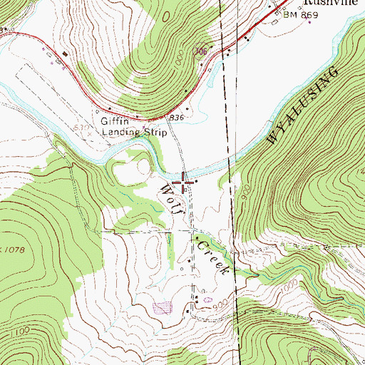 Topographic Map of Wolf Creek, PA