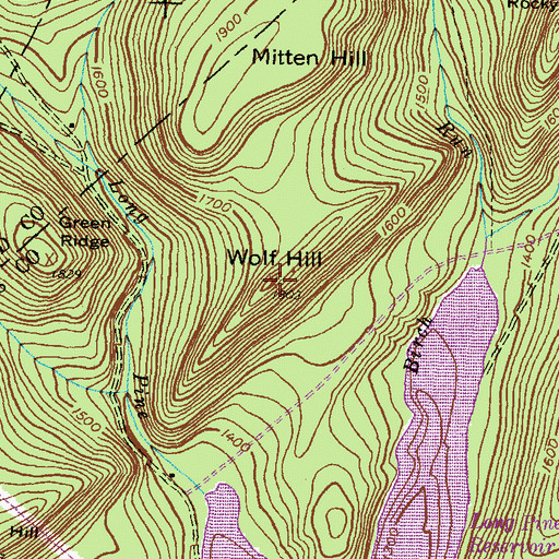 Topographic Map of Wolf Hill, PA