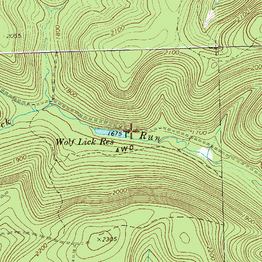 Topographic Map of Wolf Lick Reservoir, PA