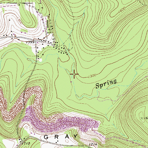 Topographic Map of Wolf Lick Run, PA