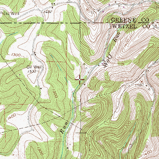 Topographic Map of Wolf Run, PA