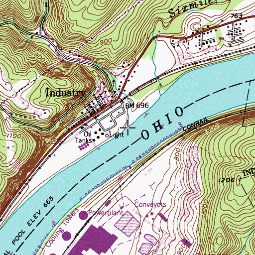 Topographic Map of Wolf Run, PA