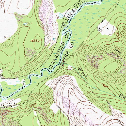 Topographic Map of Wolf Run, PA