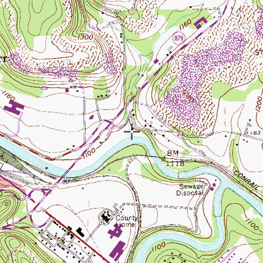 Topographic Map of Wolf Run, PA