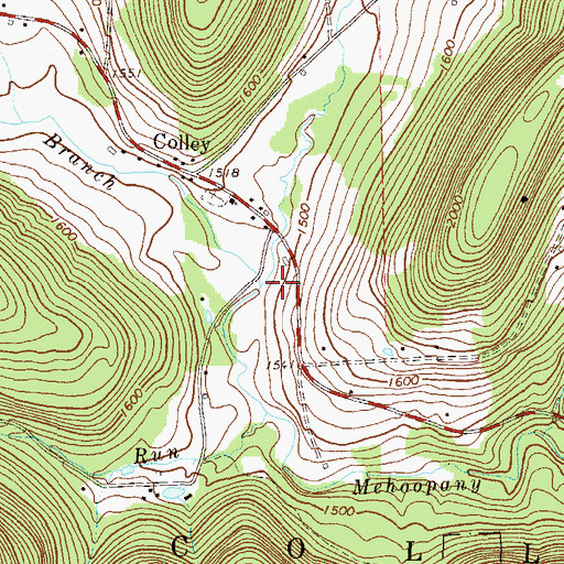 Topographic Map of Wolf Run, PA
