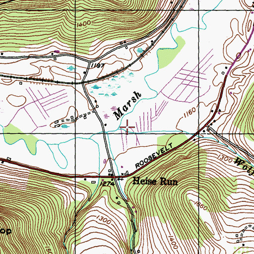 Topographic Map of Wolf Run, PA