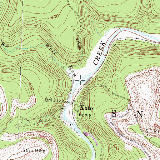 Topographic Map of Wolf Run, PA