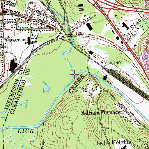 Topographic Map of Wolf Run, PA