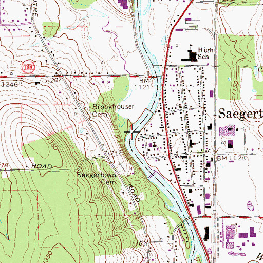 Topographic Map of Wolf Run, PA