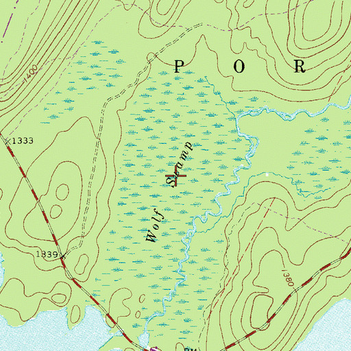 Topographic Map of Wolf Swamp, PA