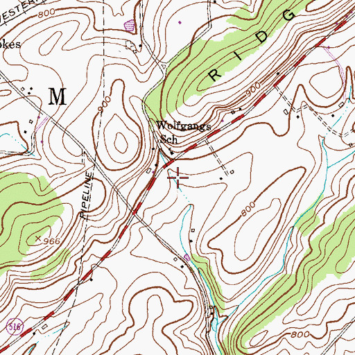 Topographic Map of Wolfgangs School, PA