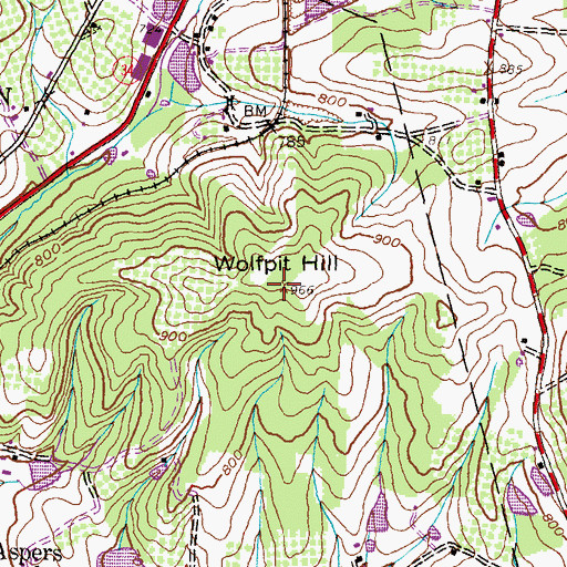 Topographic Map of Wolfpit Hill, PA