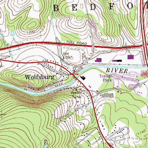 Topographic Map of Wolfsburg, PA
