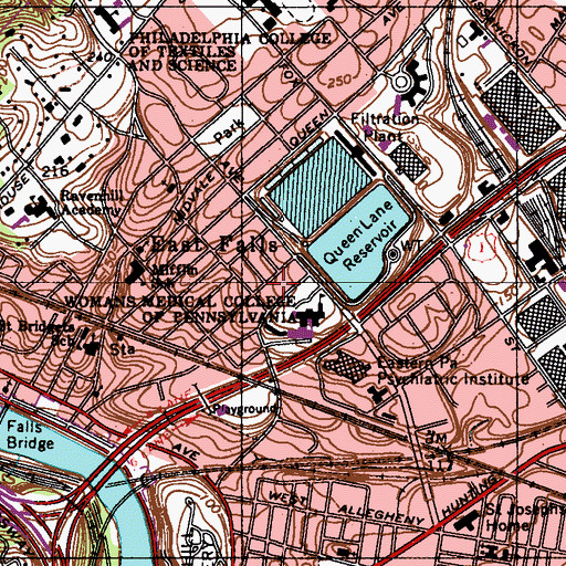 Topographic Map of Womans Medical College of Pennsylvania, PA