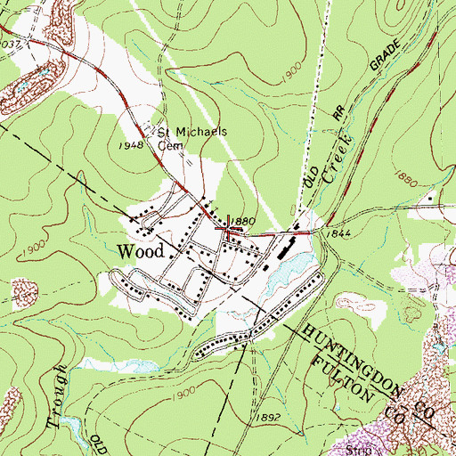 Topographic Map of Wood, PA