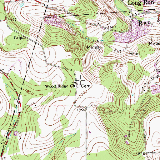 Topographic Map of Wood Ridge Church, PA