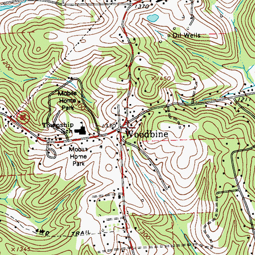 Topographic Map of Woodbine, PA