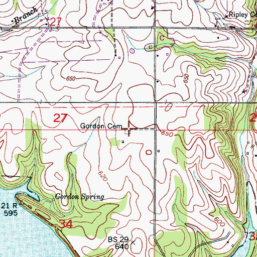 Topographic Map of Gordon Cemetery, AL