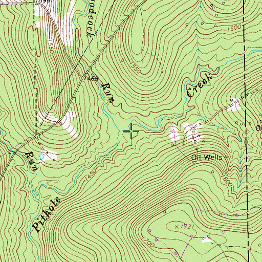 Topographic Map of Woodcock Run, PA