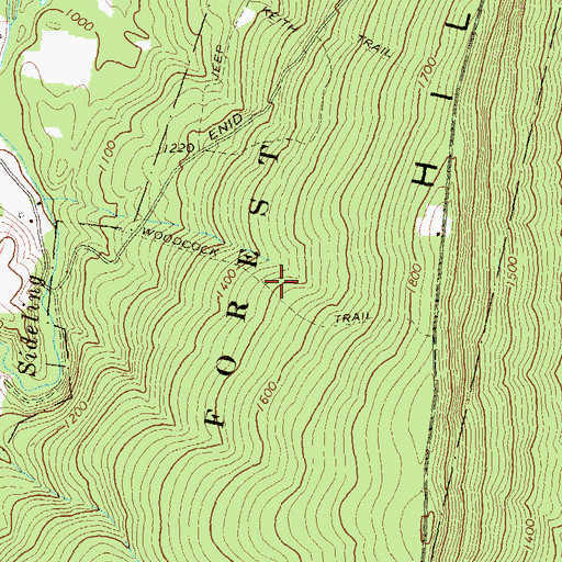 Topographic Map of Woodcock Trail, PA