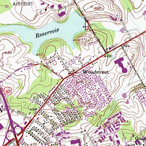 Topographic Map of Woodcrest, PA