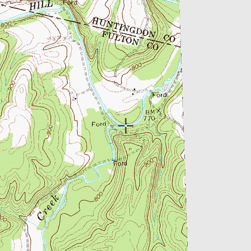 Topographic Map of Wooden Bridge Creek, PA