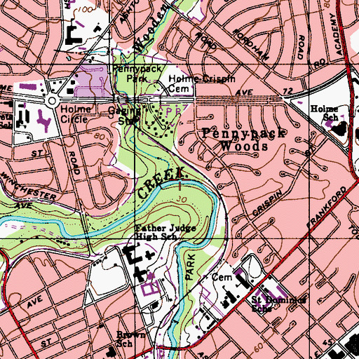 Topographic Map of Wooden Bridge Run, PA
