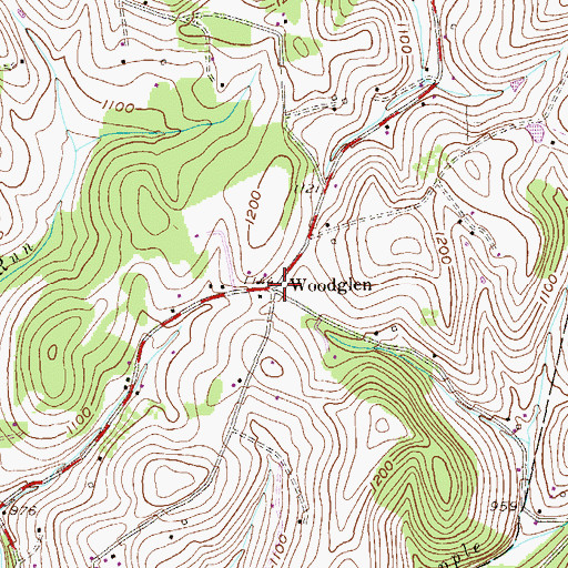 Topographic Map of Woodglen, PA